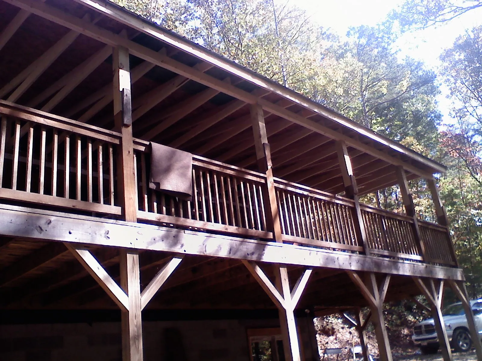 Timber framing under a new elevated porch and deck — Roof Leak Repair in Moorhead by Roofing Brothers